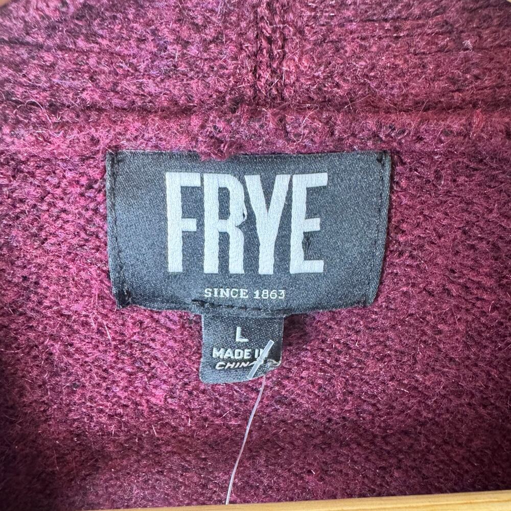 NWT Frye Cardigan Sweater Women's Large Burgundy Boho Southwest Cozy Tribal Open - Picture 5 of 11